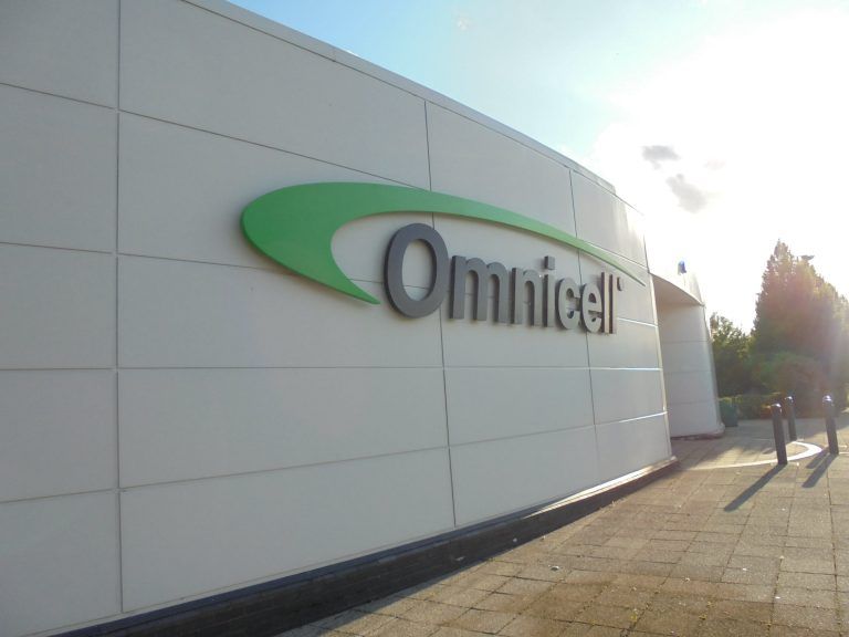 Omnicell corporate built up powder coated letters